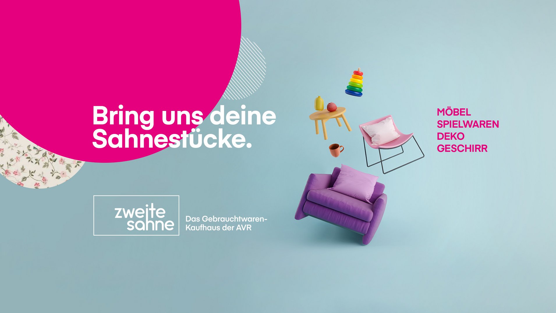 Plakat des Gebauchtwaren Kaufhauses "Zweite Sahne" der AVR