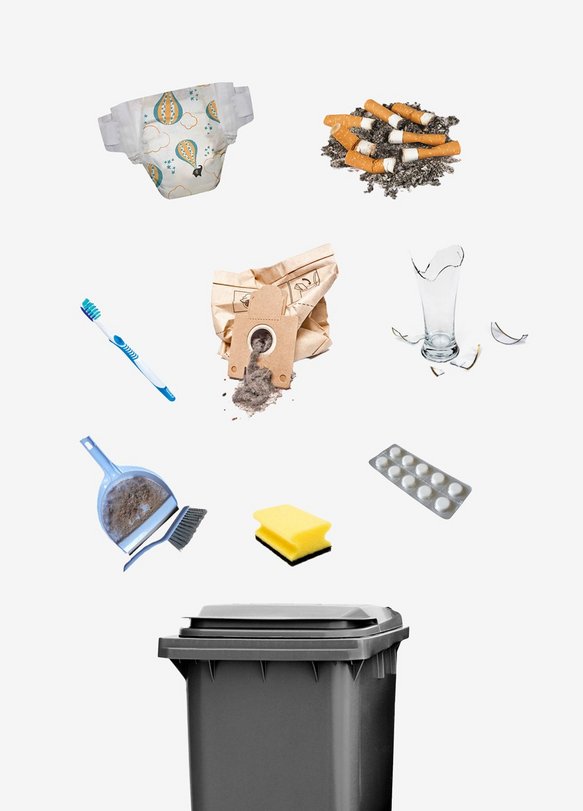 Dinge, die in die Restmülltonne dürfen