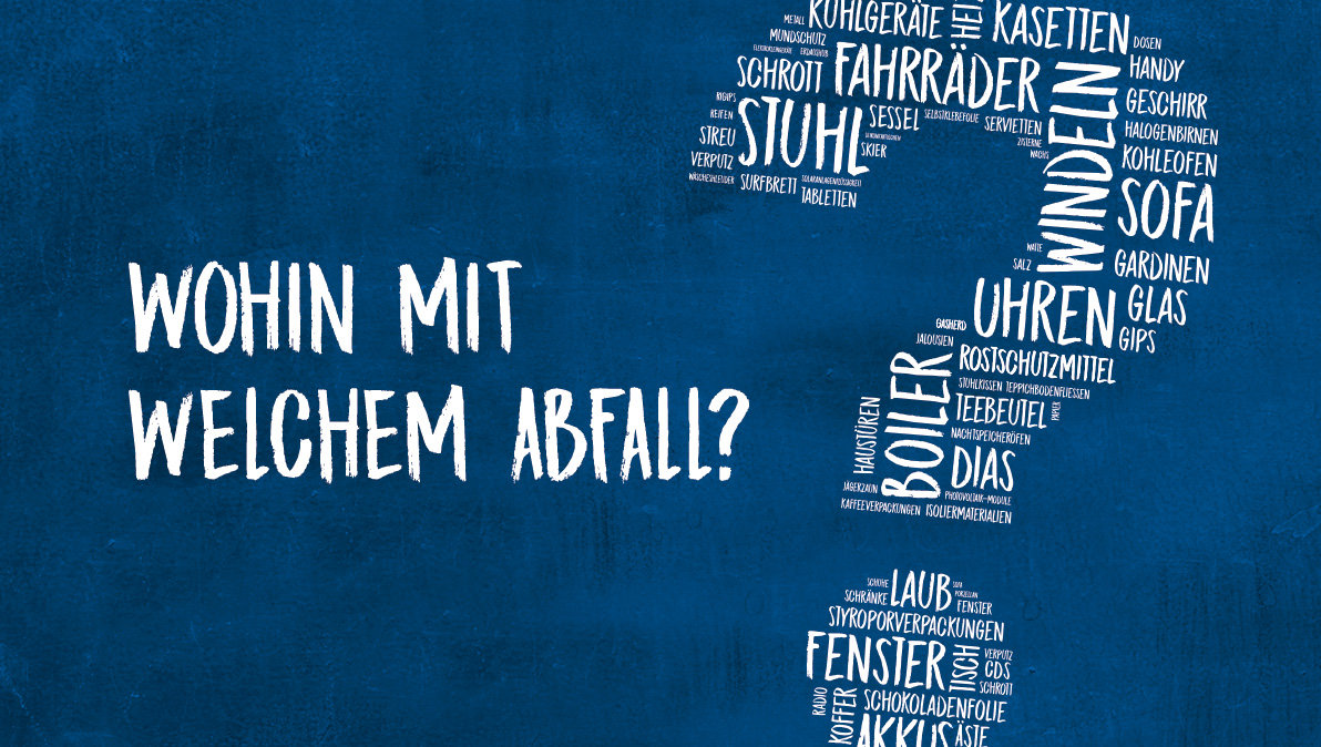 Dekorative Grafik, die die Frage aufwirt wo welcher Abfall hin soll