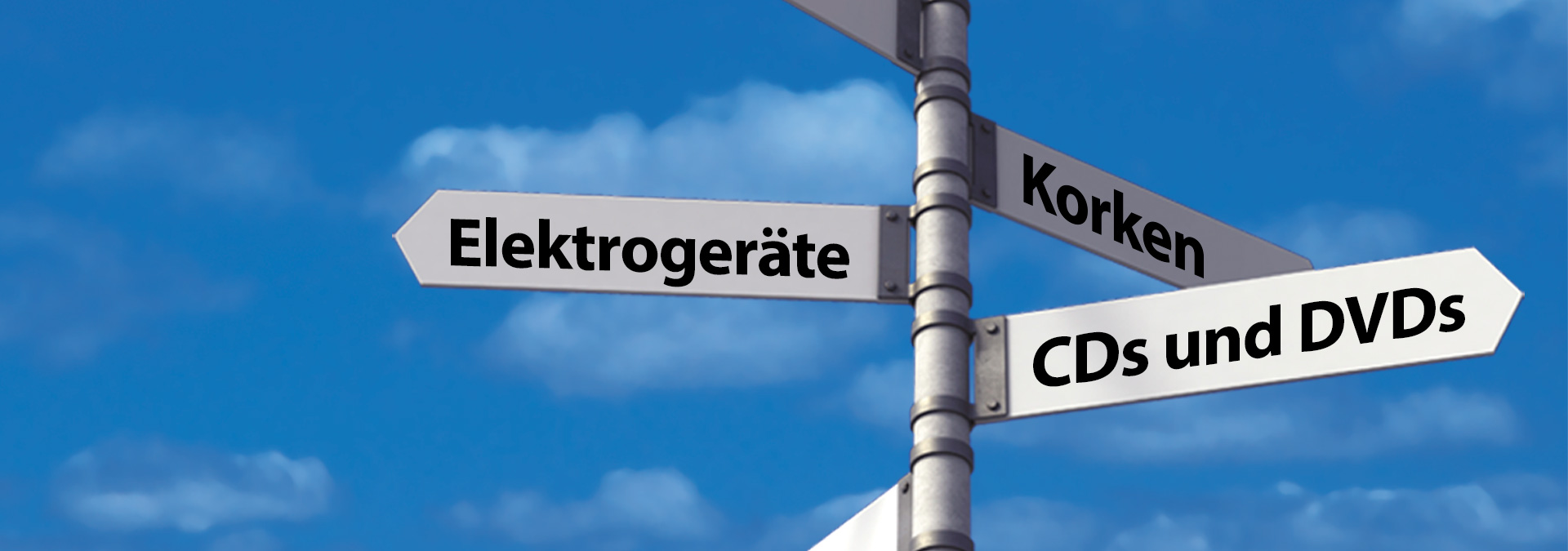 Wegweiser der zu verschiedenen Sammelstellen zeigt